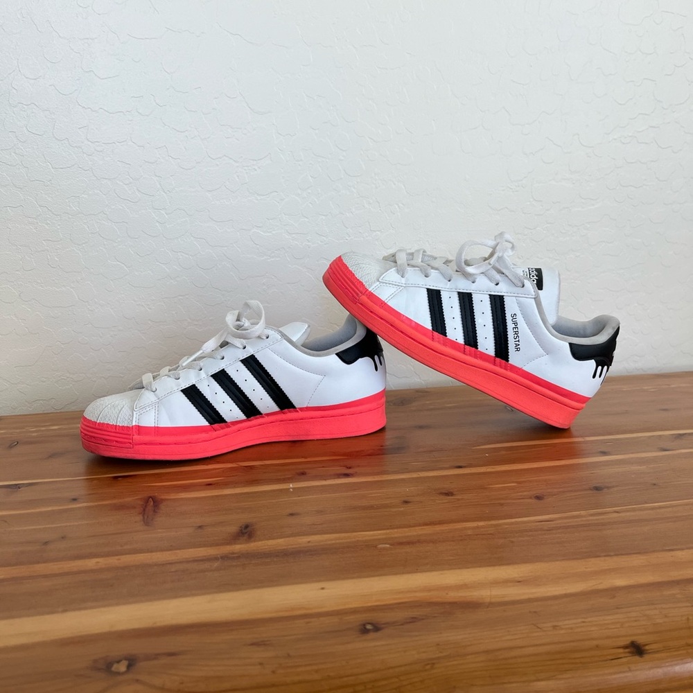 Adidas White Sneakers with Pink Soles